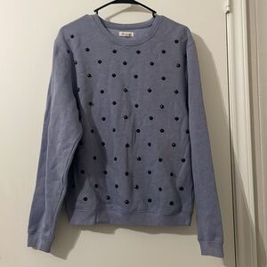 Silence + Noise Light Blue Black Studded Crew Sweatshirt Womens Size Small